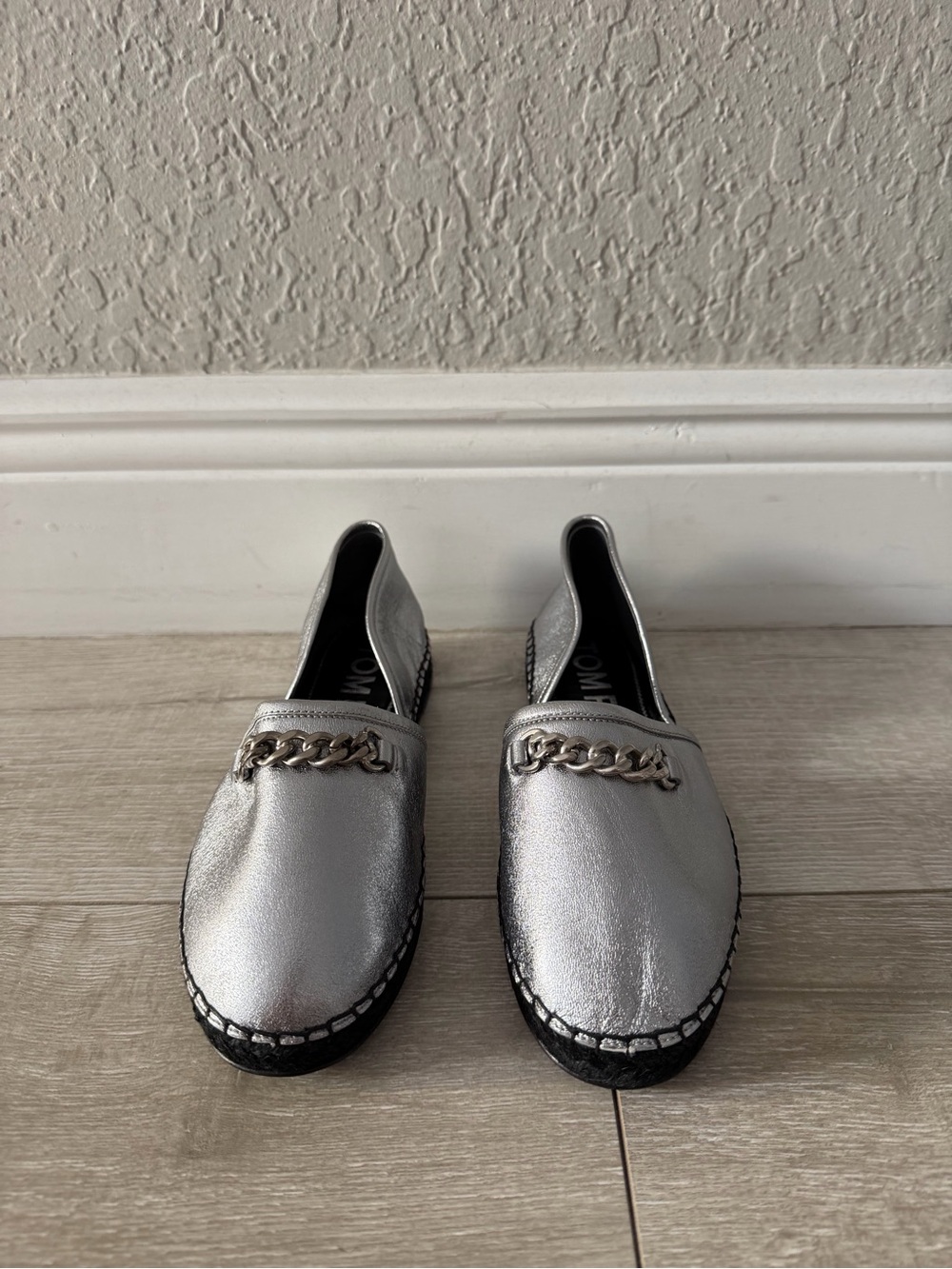 Tom Ford D’Orsay Silver Chain-Trim Leather Slip-On Loafers women 37